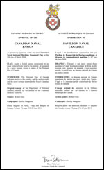 Letters patent approving the Flag of the Canadian Naval Ensign