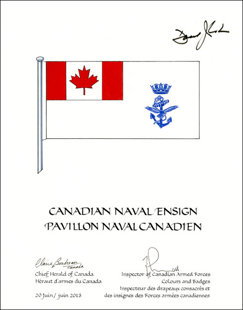 Letters patent approving the Flag of the Canadian Naval Ensign