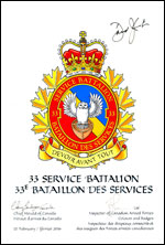 Letters patent approving the  Badge of the 33 Service Battalion