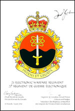 Letters patent approving the Badge of the 21 Electronic Warfare Regiment