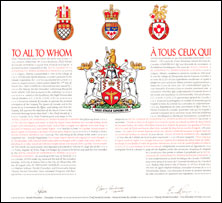 Letters patent granting heraldic emblems to the Royal College of Chiropractic Sports Sciences (Canada)