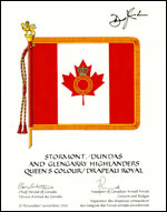 Letters patent approving the Queen's Colour of the Stormont, Dundas and Glengarry Highlanders