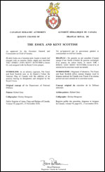 Letters patent approving the Flag of The Essex and Kent Scottish