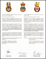 Letters patent granting heraldic emblems to Acadia University