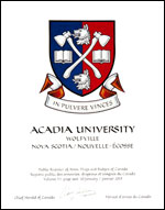 Letters patent granting heraldic emblems to Acadia University