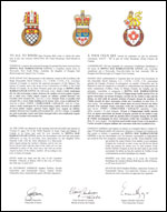 Letters patent granting heraldic emblems to Donna Rae Barraclough Little