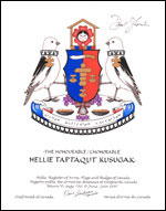 Letters patent granting heraldic emblems to Nellie Taptaqut Kusugak