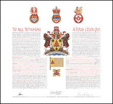 Letters patent granting heraldic emblems to the Labatt Brewing Company Limited