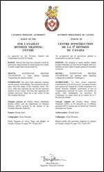 Letters patent approving the Badge of the 5th Canadian Division Training Centre