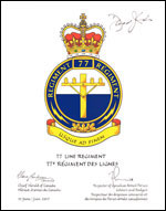 Letters patent approving the Badge of the 77 Line Regiment