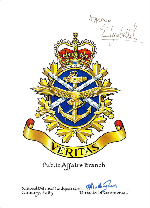 Letters patent confirming the Badge of the Public Affairs Branch