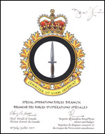 Letters patent approving the Badge of the Special Operations Forces Branch