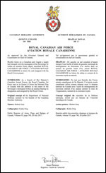 Letters patent approving the Queen's Colour of the Royal Canadian Air Force