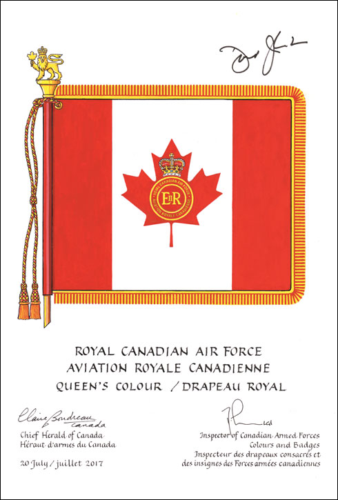 Letters patent approving the Queen's Colour of the Royal Canadian Air Force