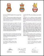 Lettres patentes concédant des emblèmes héraldiques à The Synod of the Diocese of Brandon (aussi connu sous le nom de Synode du Diocèse de Brandon)