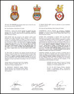 Letters patent granting heraldic emblems to Bruce Joseph Andrew Myers