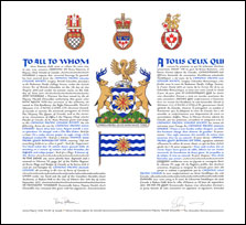 Letters patent granting heraldic emblems to the Catholic Pacific College Society