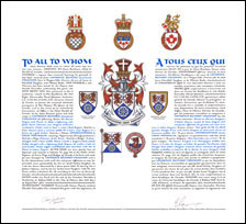 Letters patent granting heraldic emblems to Lawrence Richard Vaughan