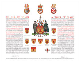 Letters patent granting heraldic emblems to Alfred John Gardyne Drummond de Chastelain