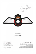 Letters patent approving the heraldic emblems of the Pilot of the Canadian Armed Forces