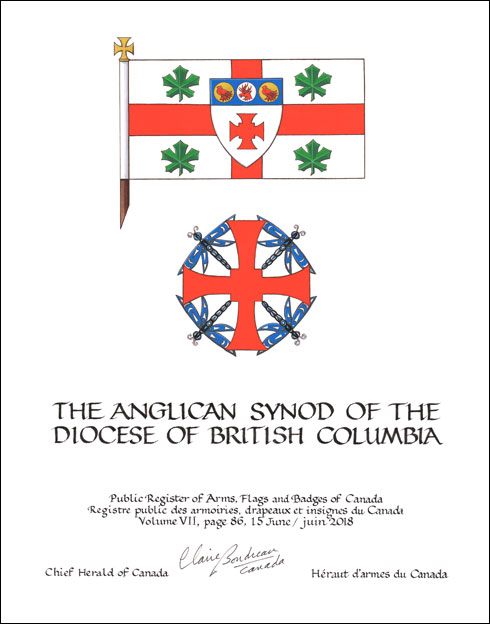 Letters patent granting heraldic emblems to The Anglican Synod of the Diocese of British Columbia