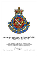 Letters patent granting heraldic emblems to the Royal United Services Institute – Vancouver Society