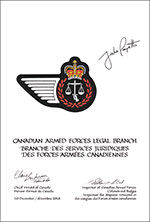 Letters patent approving the heraldic emblems of the Canadian Armed Forces Legal Branch