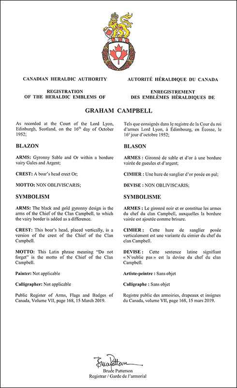 Arms of Graham Campbell Arms of Graham Campbell