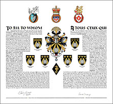 Letters patent granting heraldic emblems to David Farrar