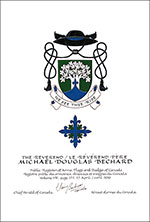 Letters patent granting heraldic emblems to Michael Douglas Bechard