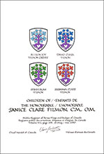 Letters patent granting heraldic emblems to Janice Clare Filmon