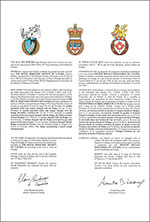 Letters patent granting heraldic emblems to The Royal Heraldry Society of Canada