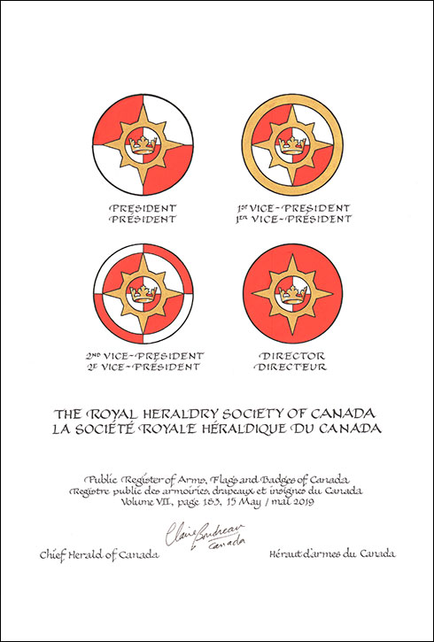 Letters patent granting heraldic emblems to The Royal Heraldry Society of Canada