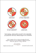 Letters patent granting heraldic emblems to The Royal Heraldry Society of Canada