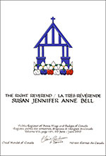 Letters patent granting heraldic emblems to Susan Jennifer Anne Bell