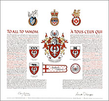 Letters patent granting heraldic emblems to Keith Stuart Anstead