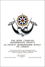 Letters patent granting heraldic emblems to the Royal Canadian Geographical Society