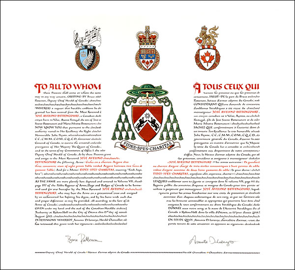 Letters patent granting heraldic emblems to José Avelino Bettencourt Letters patent granting heraldic emblems to José Avelino Bettencourt