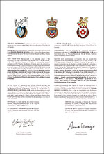 Letters patent granting heraldic emblems to Joseph Francis Russell
