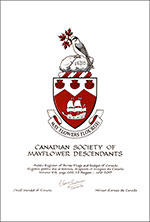 Letters patent granting heraldic emblems to the Canadian Society of Mayflower Descendants