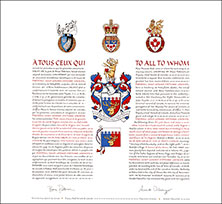 Lettres patentes concédant des emblèmes héraldiques à Frédéric Josef Gérard Stéphane Grenier