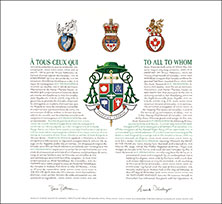 Lettres patentes concédant des emblèmes héraldiques à Guy Desrochers