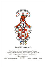 Letters patent granting heraldic emblems to Robert Hay