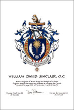 Lettres patentes concédant des emblèmes héraldiques à William David Sinclair