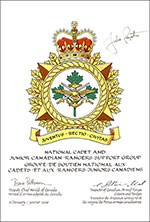 Letters patent approving the heraldic emblems of the National Cadet and Junior Canadian Rangers Support Group