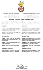 Letters patent registering the heraldic emblems of Andrew Gordon Johnston-Cantrell