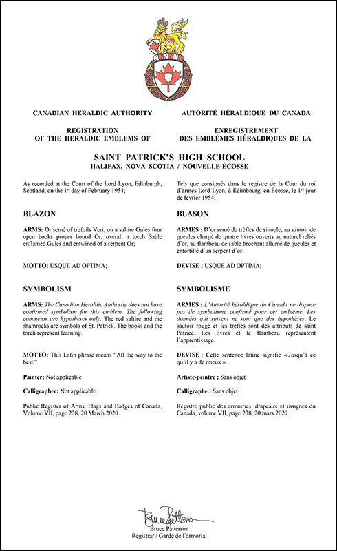 Arms of Saint Patrick's High School