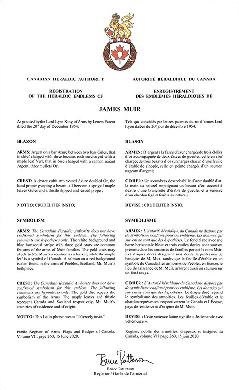 Arms of James Muir