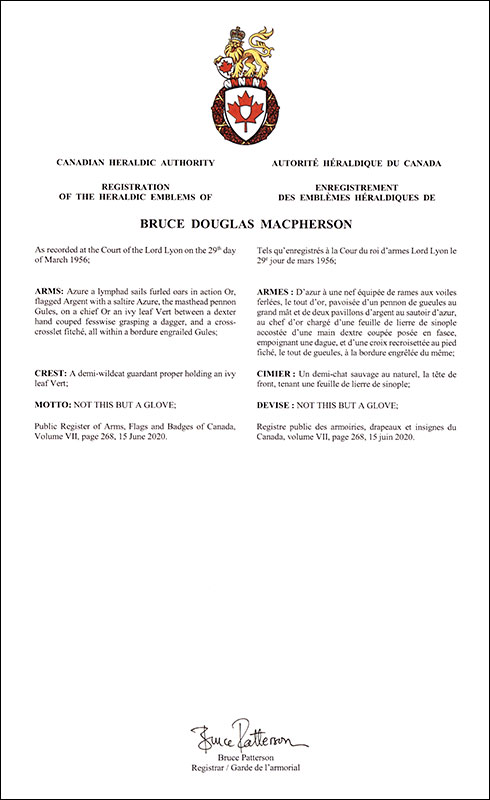 Arms of Bruce Douglas Macpherson