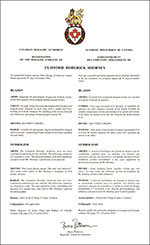 Letters patent registering the heraldic emblems of Clifford Roderick Shorney